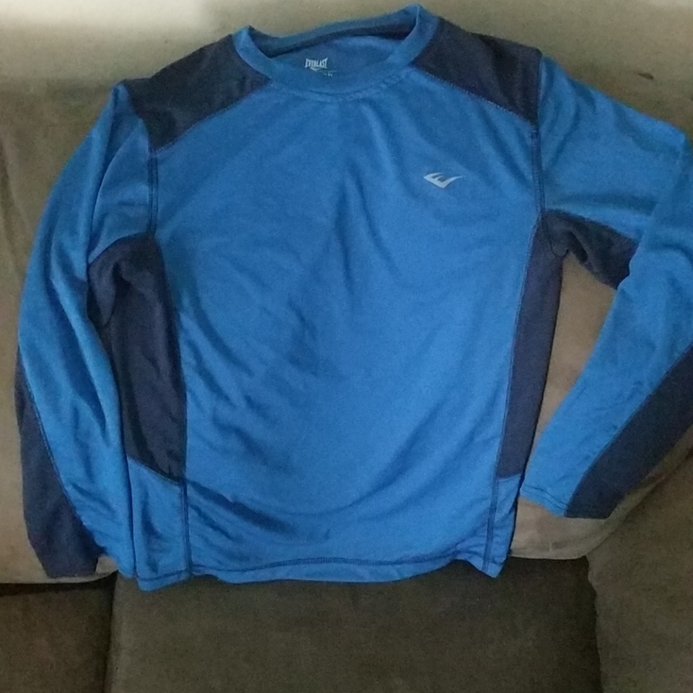 Blue polyester boys long sleeve shirt